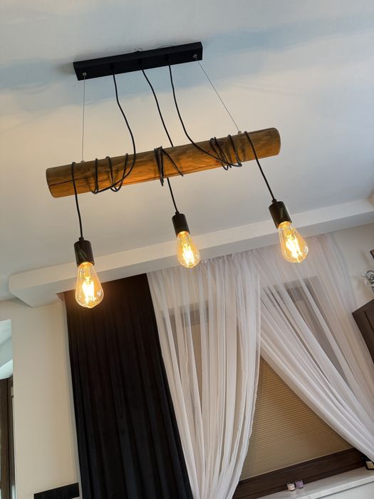 Lampa drewniana wisząca, 3 żarówki