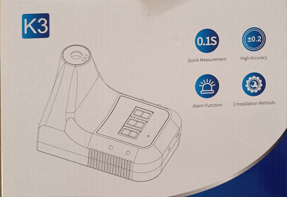 Termometr Bezdotykowy K3 na podczerwień montowany na ścianę. NOWY!!!