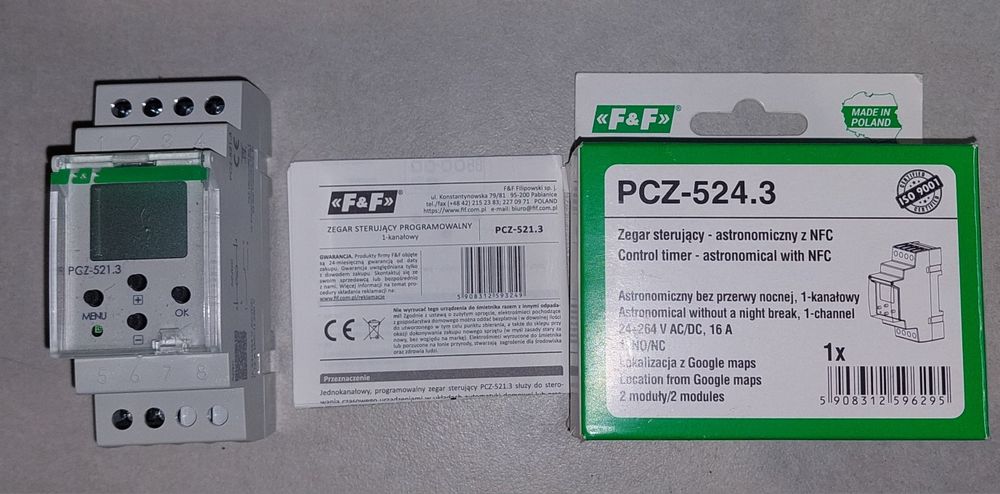 F&F PCZ-524.3 Zegar astronomiczny sterowanie światłem etc NOWY Polecam