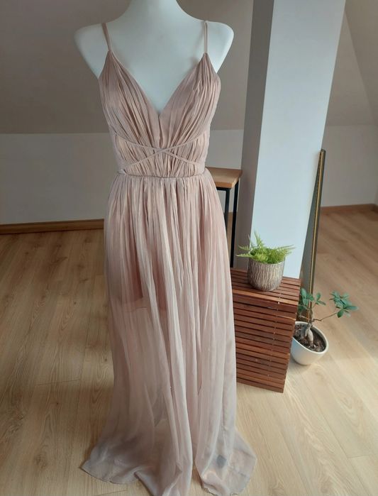 Sprzedam sukienkę firmy Lou model Zoya długa opalizujące złota