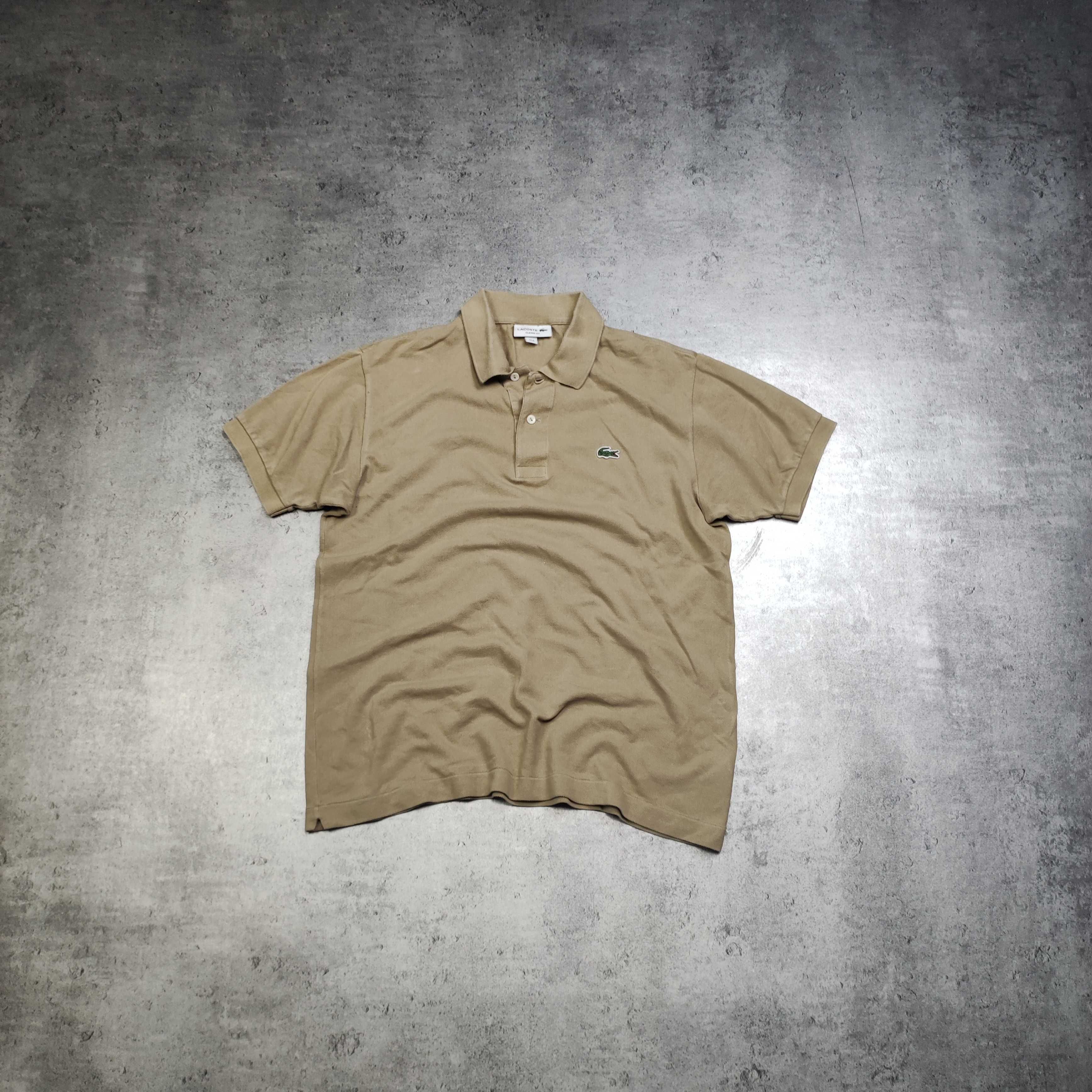 MĘSKA Koszulka POLO PREMIUM Elegancka Beżowa Lacoste haft Logo Casual