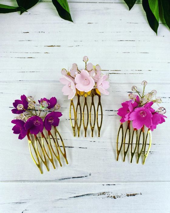Гребень для волосся.Шпильки для волос жемчуг.Шпилька цветы.