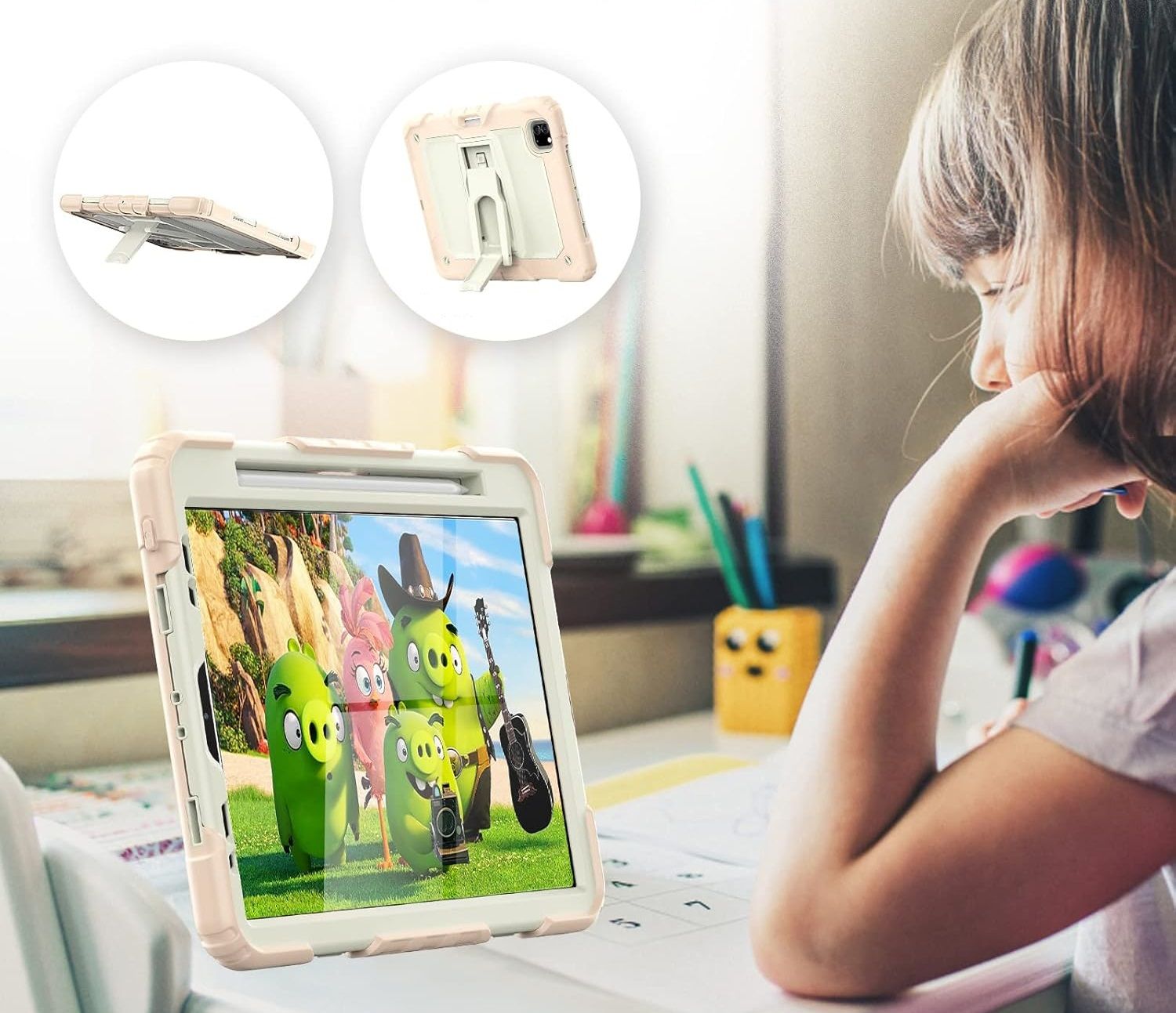 Etui do iPad Pro 11/Air 5/4 z Podstawką i Paskiem na Ramię Różowe