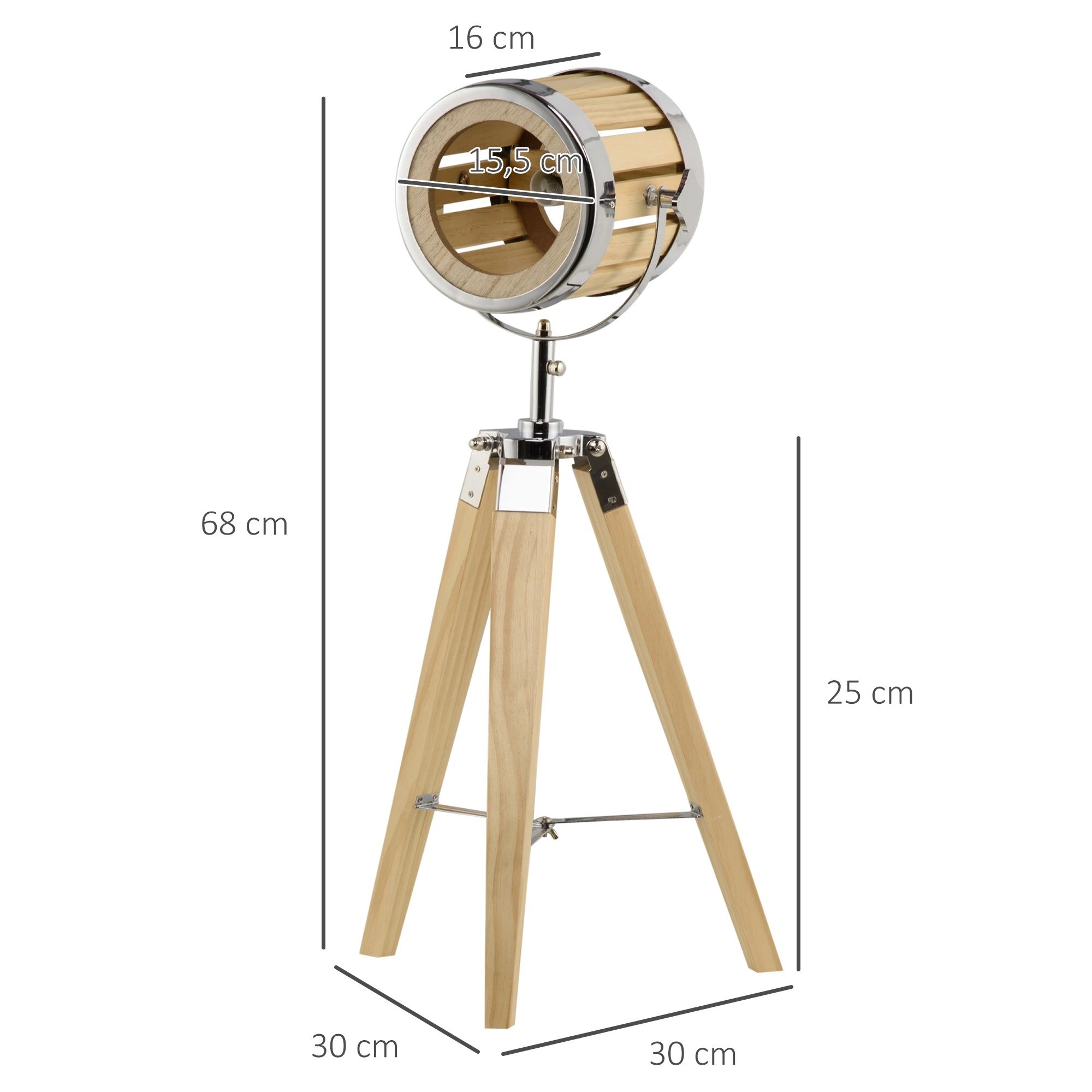 Homcom Lampa na statywie z drewna Trójnóg.