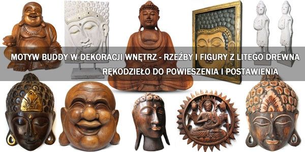 Rzeźba, Maska - BUDDA - Drewno, Rękodzieło 20cm