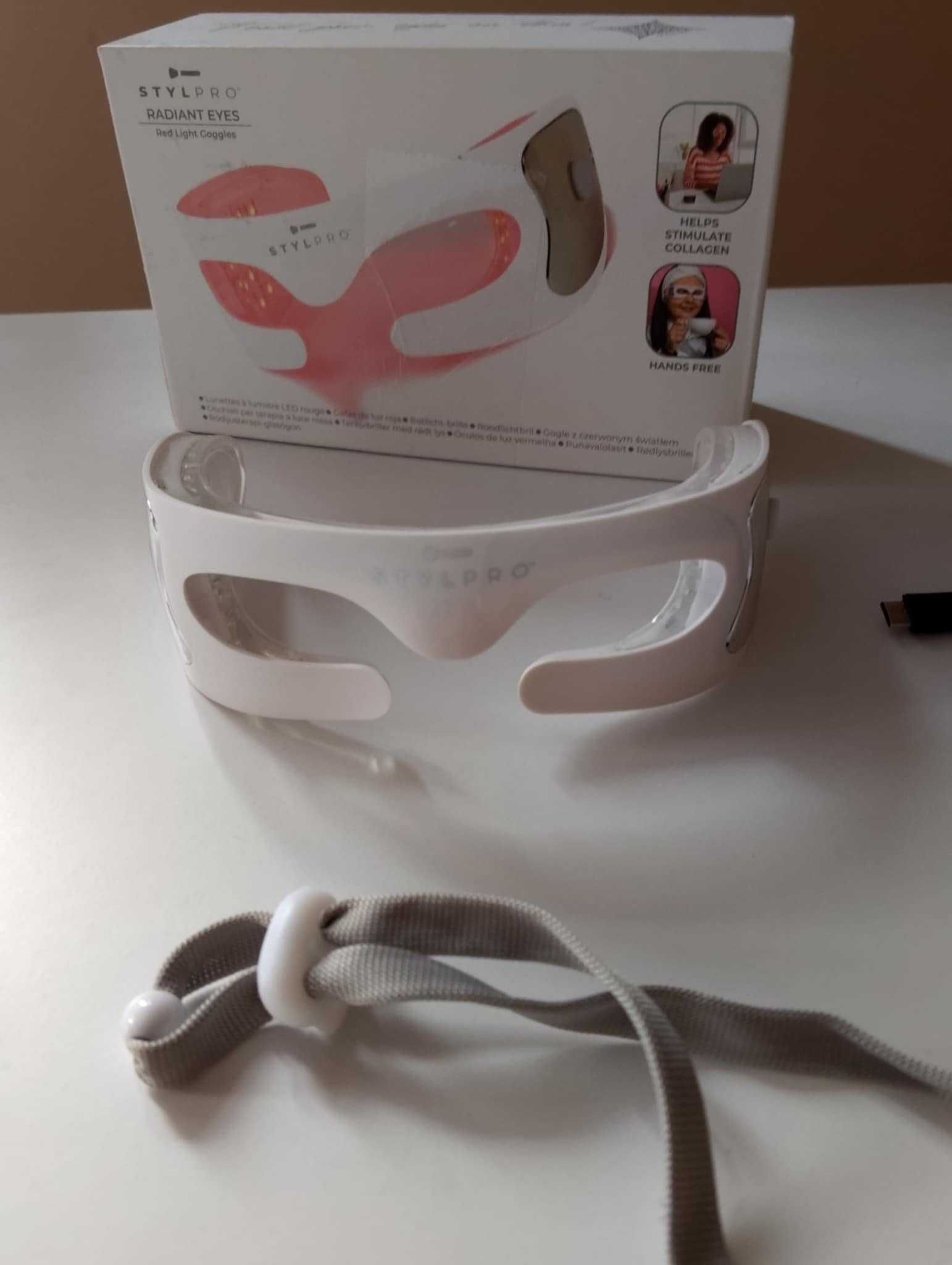 Okulary do terapi czerwonym światlem i wibracje na zmarszczki itp.