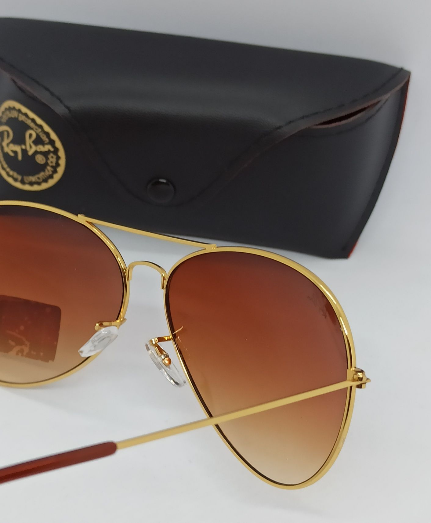 Ray Ban стильные мужские очки капли коричневый градиент в золоте