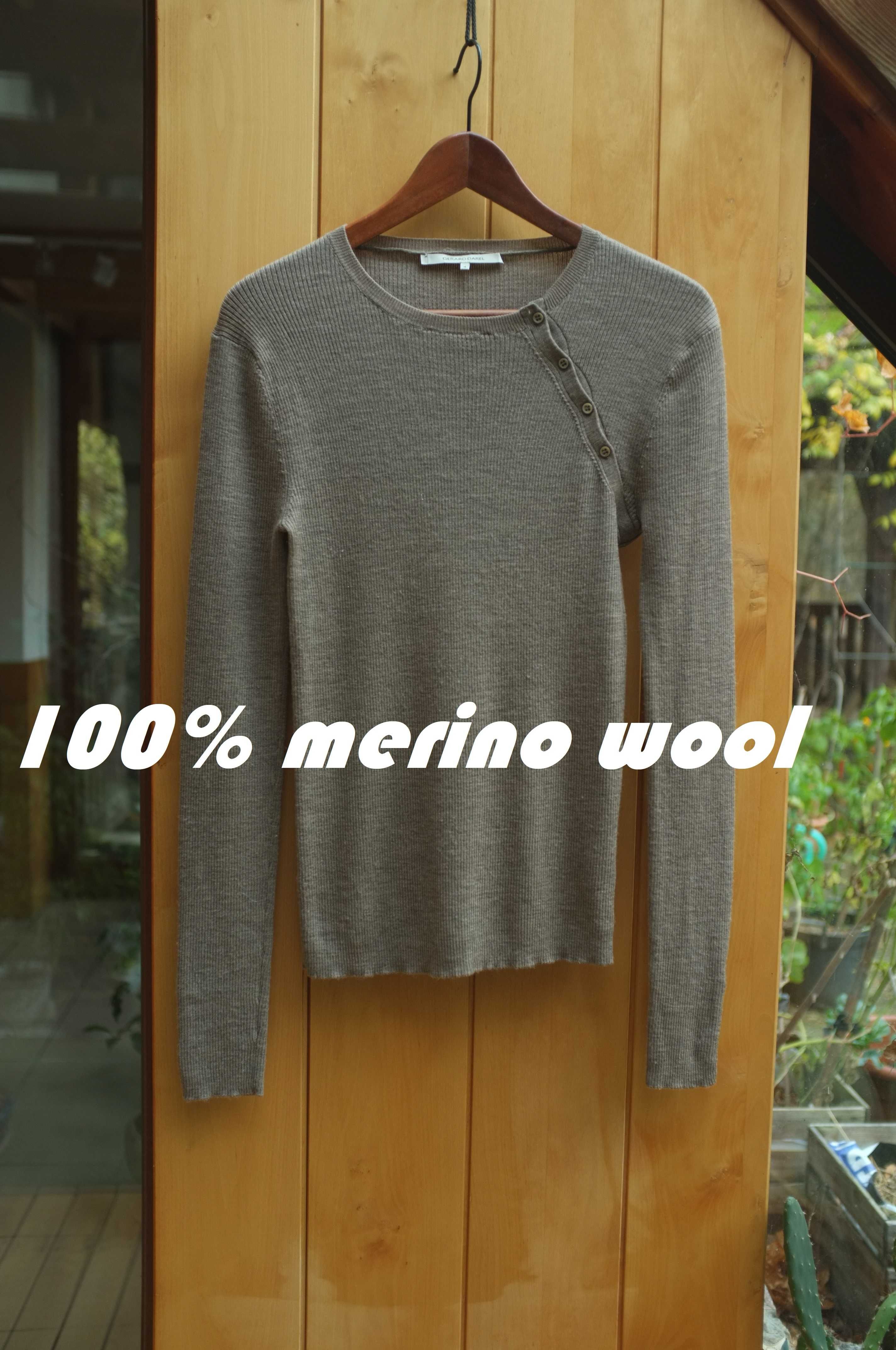 beżowy zimowy sweter Gerard Darel wełniany merynosy merino wool