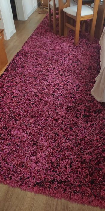 2 Carpetes de pelo alto fucsia e preto 200x140