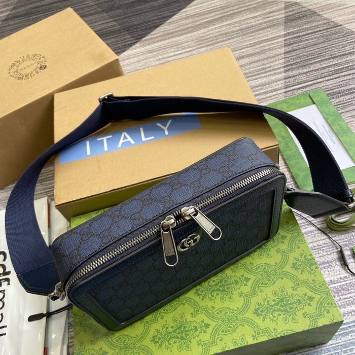 Сумка  мужская синяя через плечо кожаная Louis Vuitton оригинал gcc