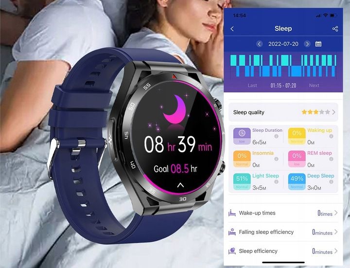 Smartwatch Zegarek Temperatura Ciała Pomiar Cukru Glukoza 3 Paski Hrv