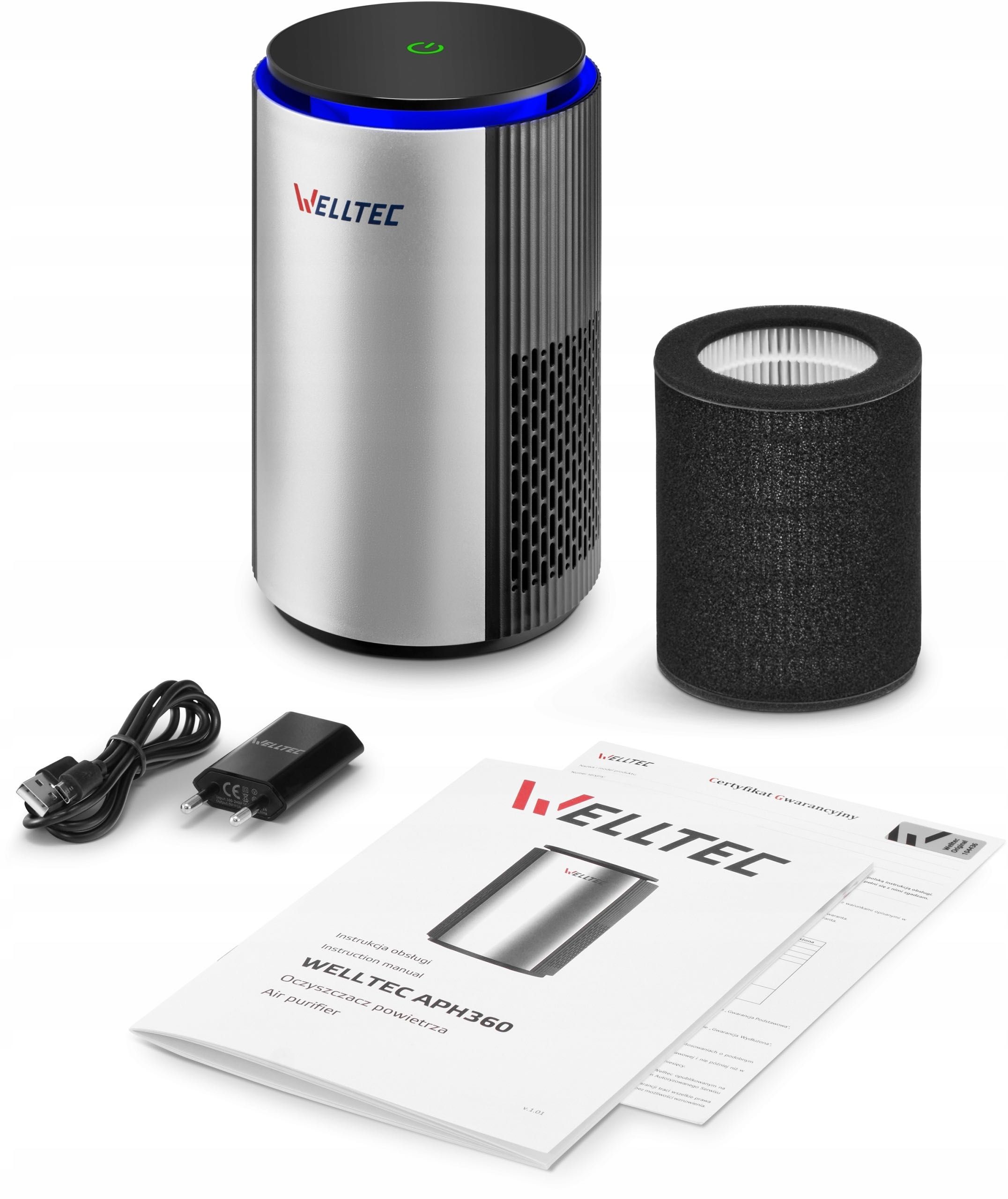 Biurkowy oczyszczacz powietrza WELLTEC APH360 HEPA H13 JONIZATOR