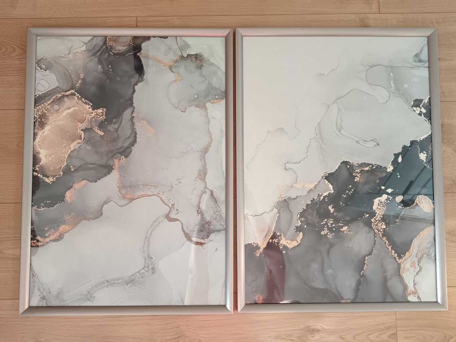 Obrazy dekoracyjne marmur złoto ramy Ikea 50x70