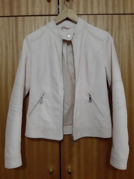 Casaco em eco pele - rosa bebé T. S