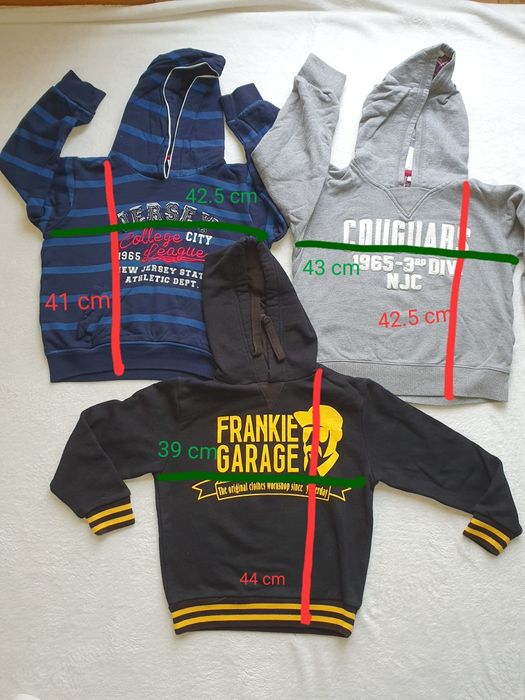 3 x bluza bawełna 100% 116-122 cm 6-7 lat szara czarna granatowa