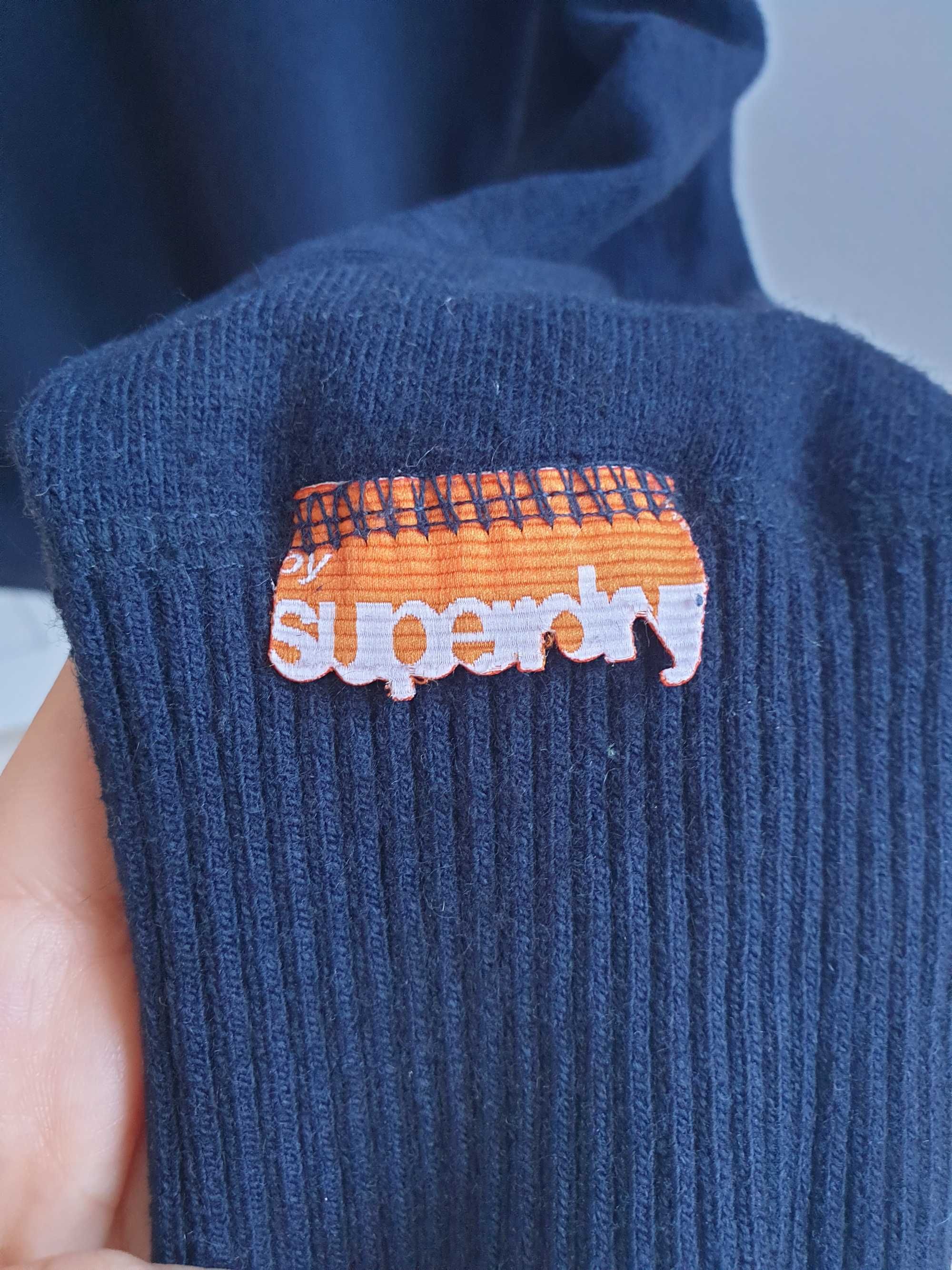 Granatowy sweter Superdry M uniseks damski męski M 38 angora wiskoza