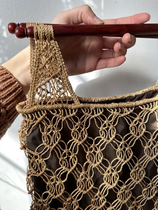 Сумка плетена з деревʼяними ручками