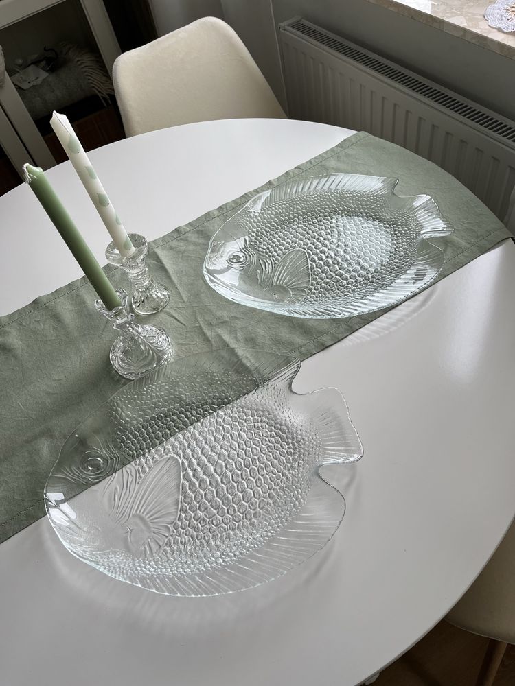 Duża patera ryba szklana arcoroc glass vintage