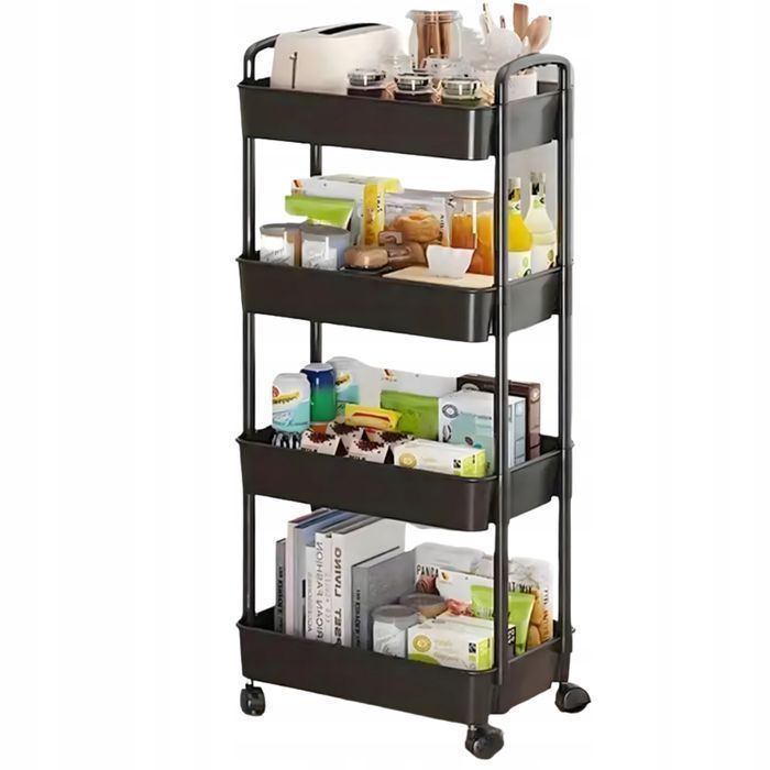 Półka Łazienkowa Na Kółkach 4 Poziomy Mobilna Szafka Kuchenna