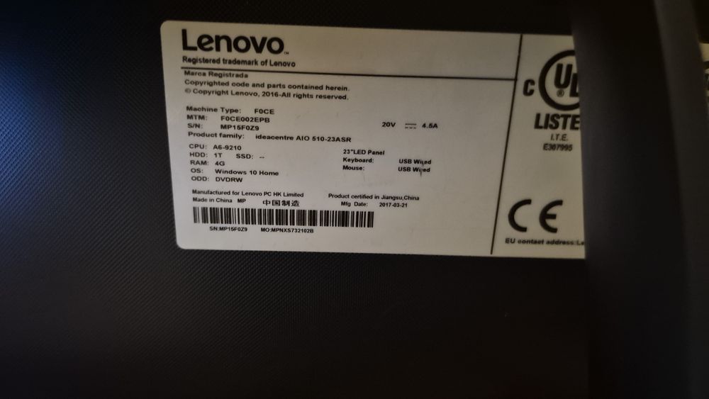 Komputer AIO Lenovo 510 - 23"