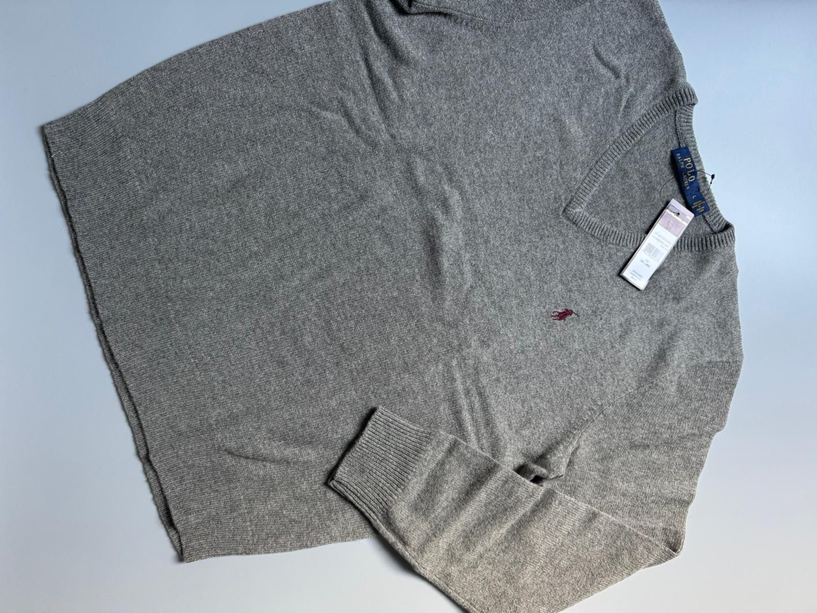 Nowy Oryginalny Sweter Męski Wełniany POLO RALPH LAUREN Szary L