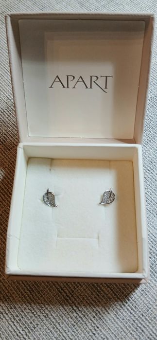 Apart kolczyki srebrne z cyrkoniami listki liście