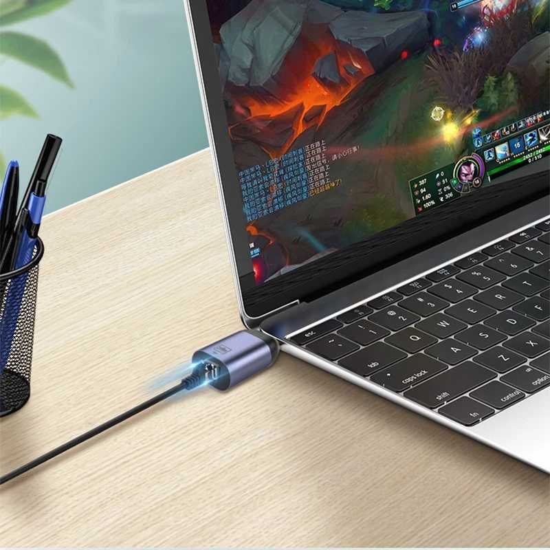 Hub Хабдля Macbook, Ноутбук  TypeC Ethernet RJ45 Хаб 1000MB.  5