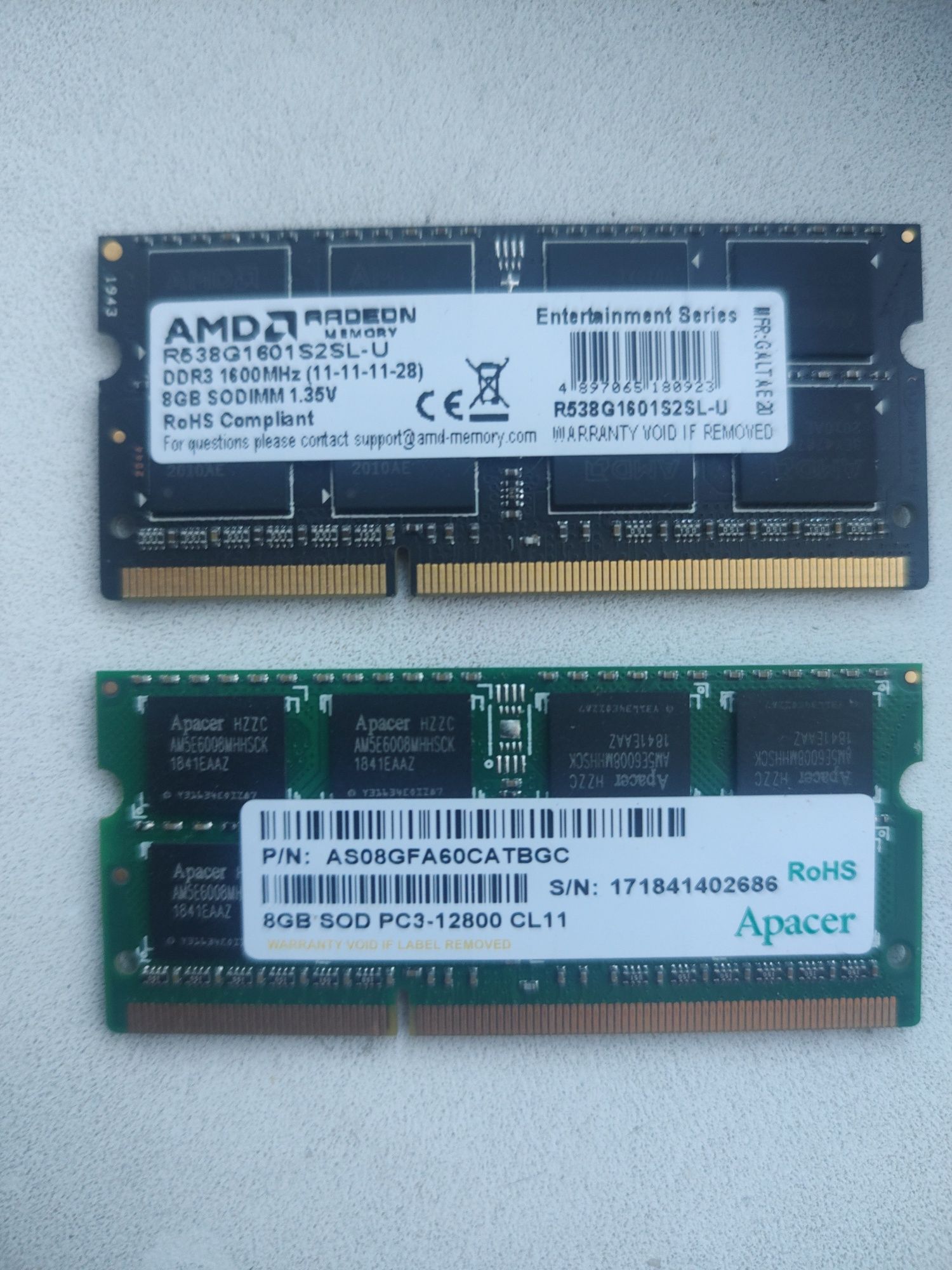 Пам'ять для ноутбука 8 ГБ ddr3 -1600 Exceleram, Apacer, AMD, гарантія