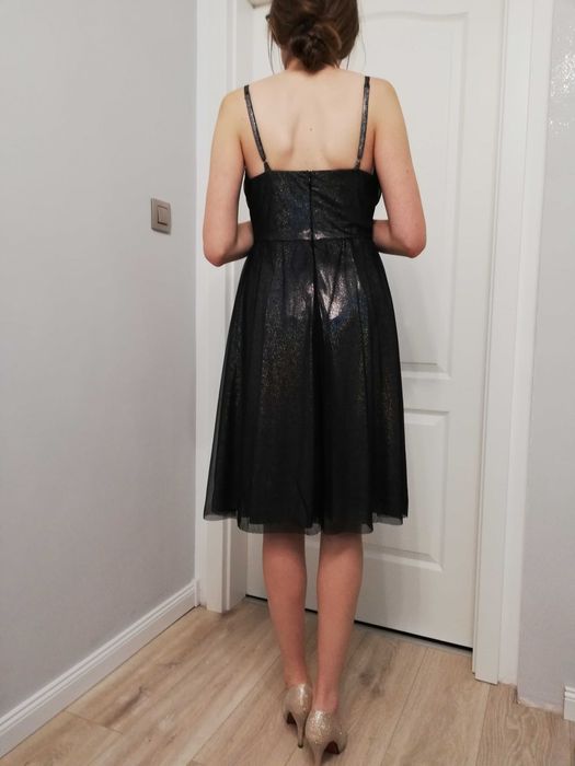 sukienka, czarna, świecąca, wesele, rozm,36/38