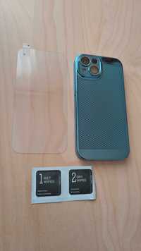 Galwanizowane błękitne Etui iPhone 15/15+ gratis szkło hartowane