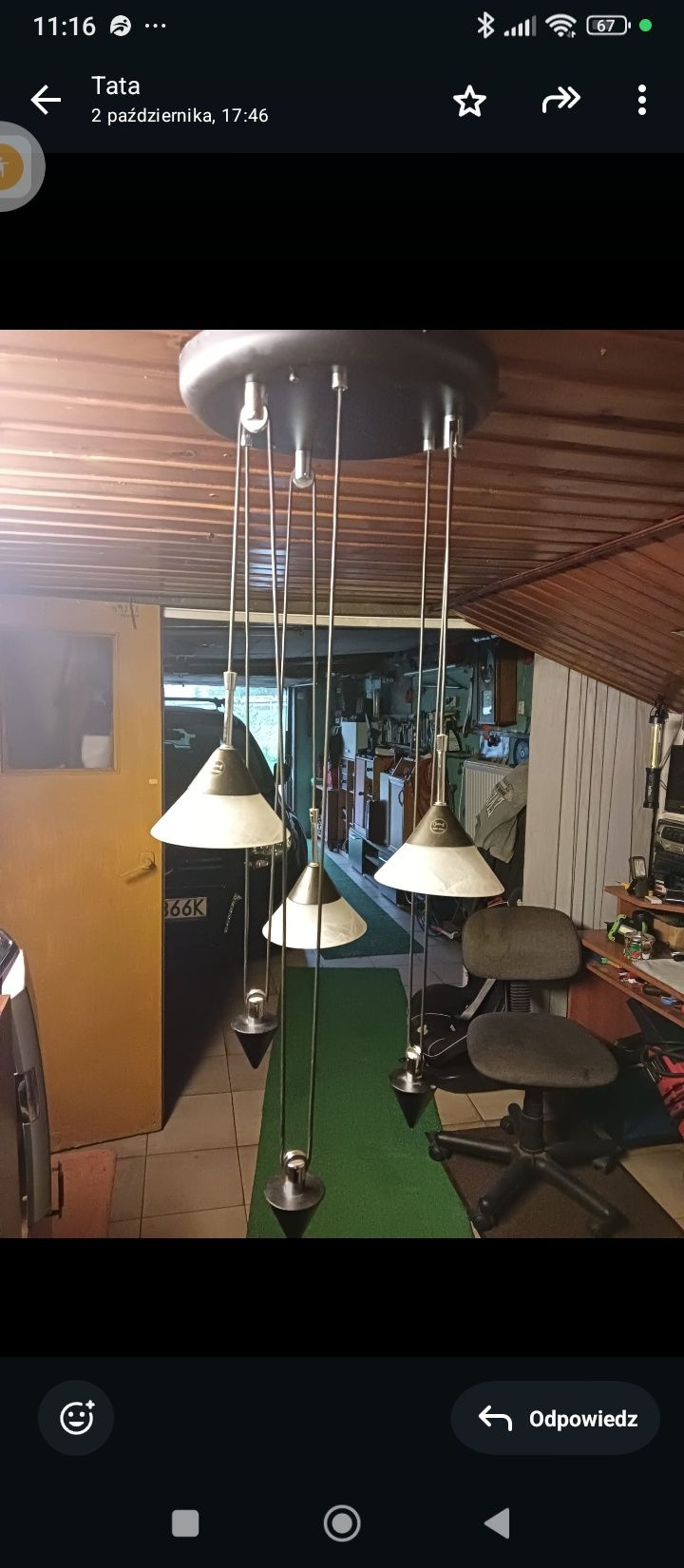 Lampa sufitowa wisząca z ciężarkami
