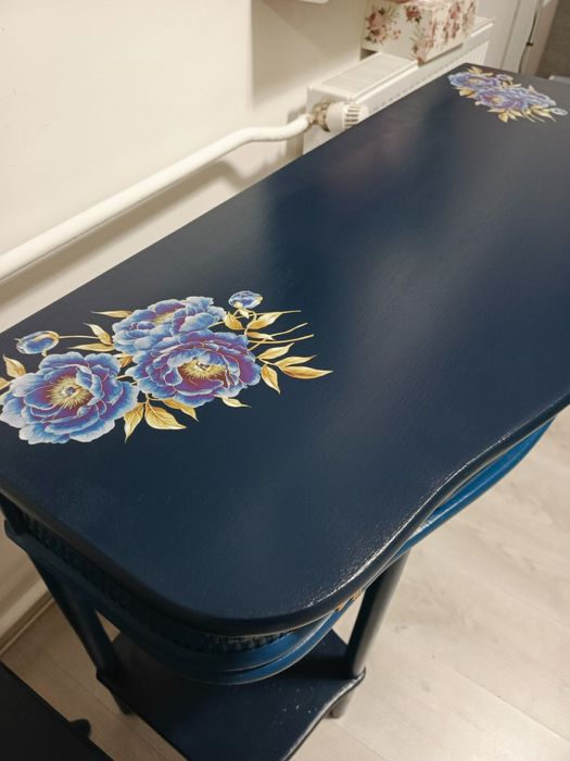 Toaletka drewniana granatowa