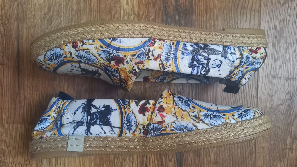 Buty mokasyny baleriny espadryle na słomie włoskie Skóra Mariaż roz 40