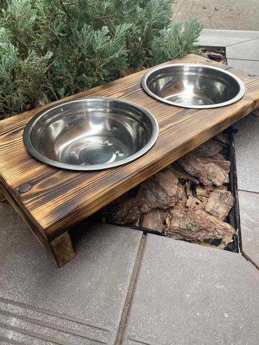 Дерев'яна підставка для мисок собак і котів