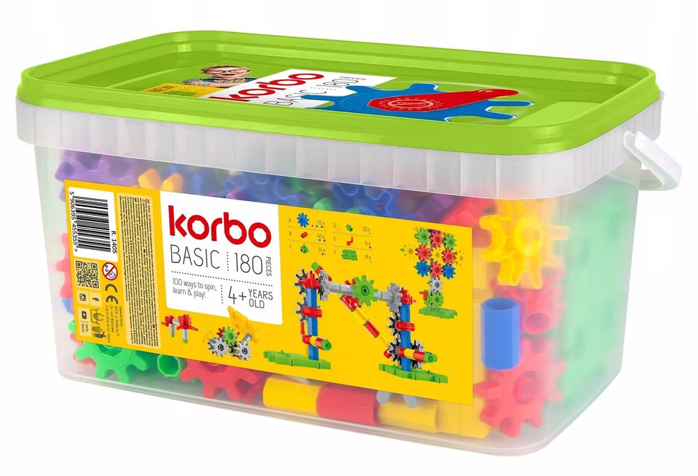 Klocki Basic, 180 elementów. Korbo