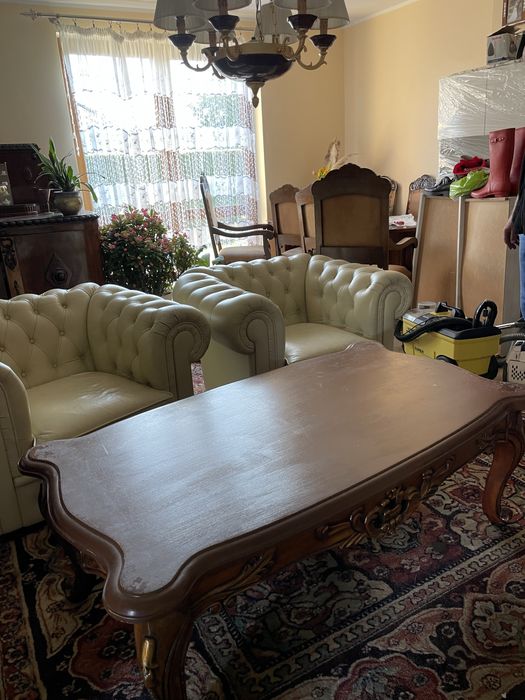 Stół dębowy rzeźbiony ława