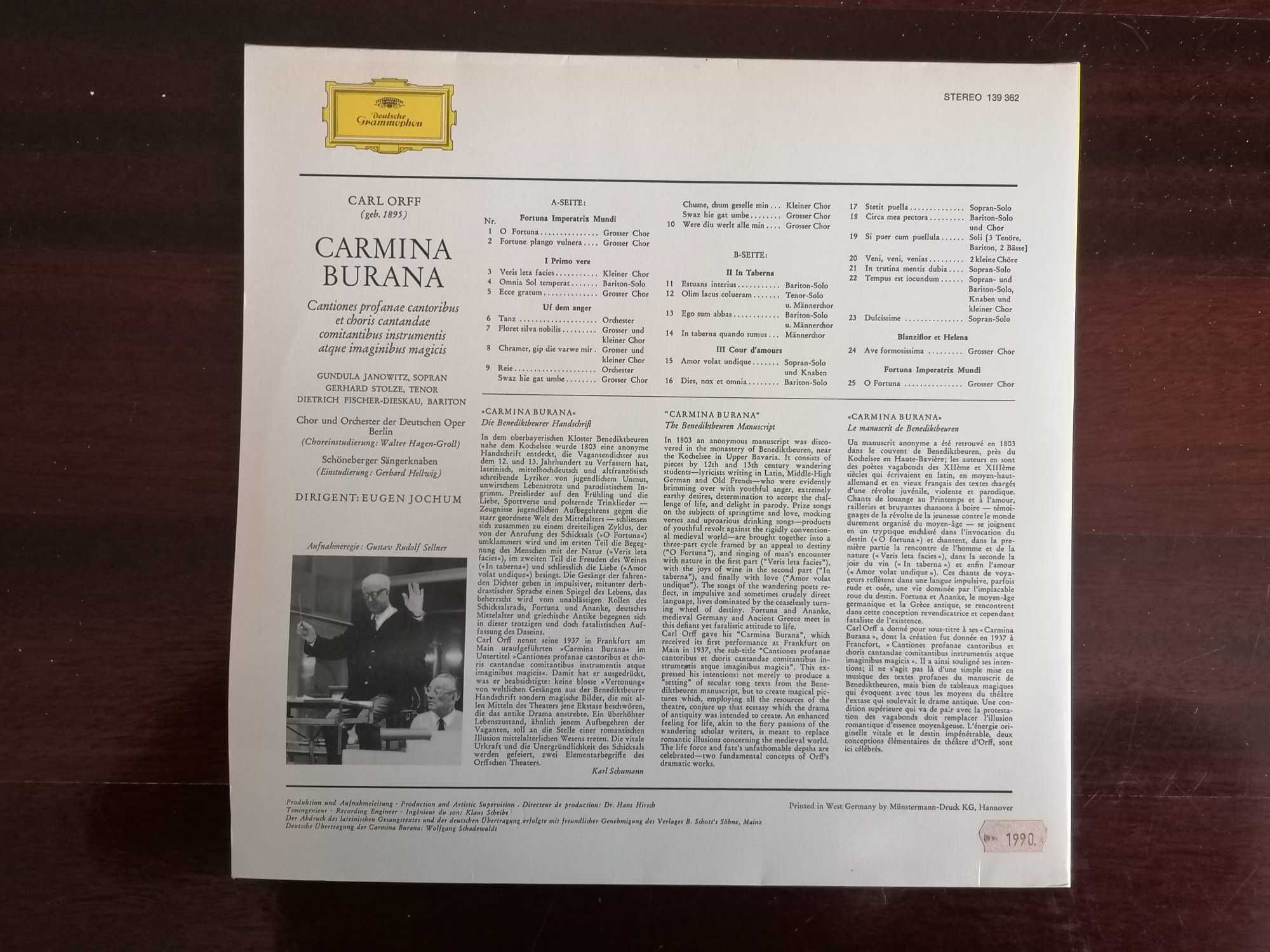 Vinil Carf Orff / Carmina Burana