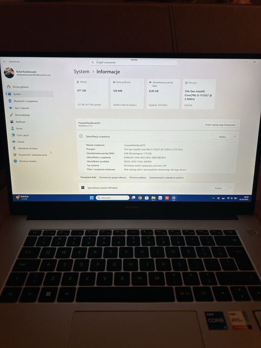 Huawei matebook D15 8gb RAM 512 GB