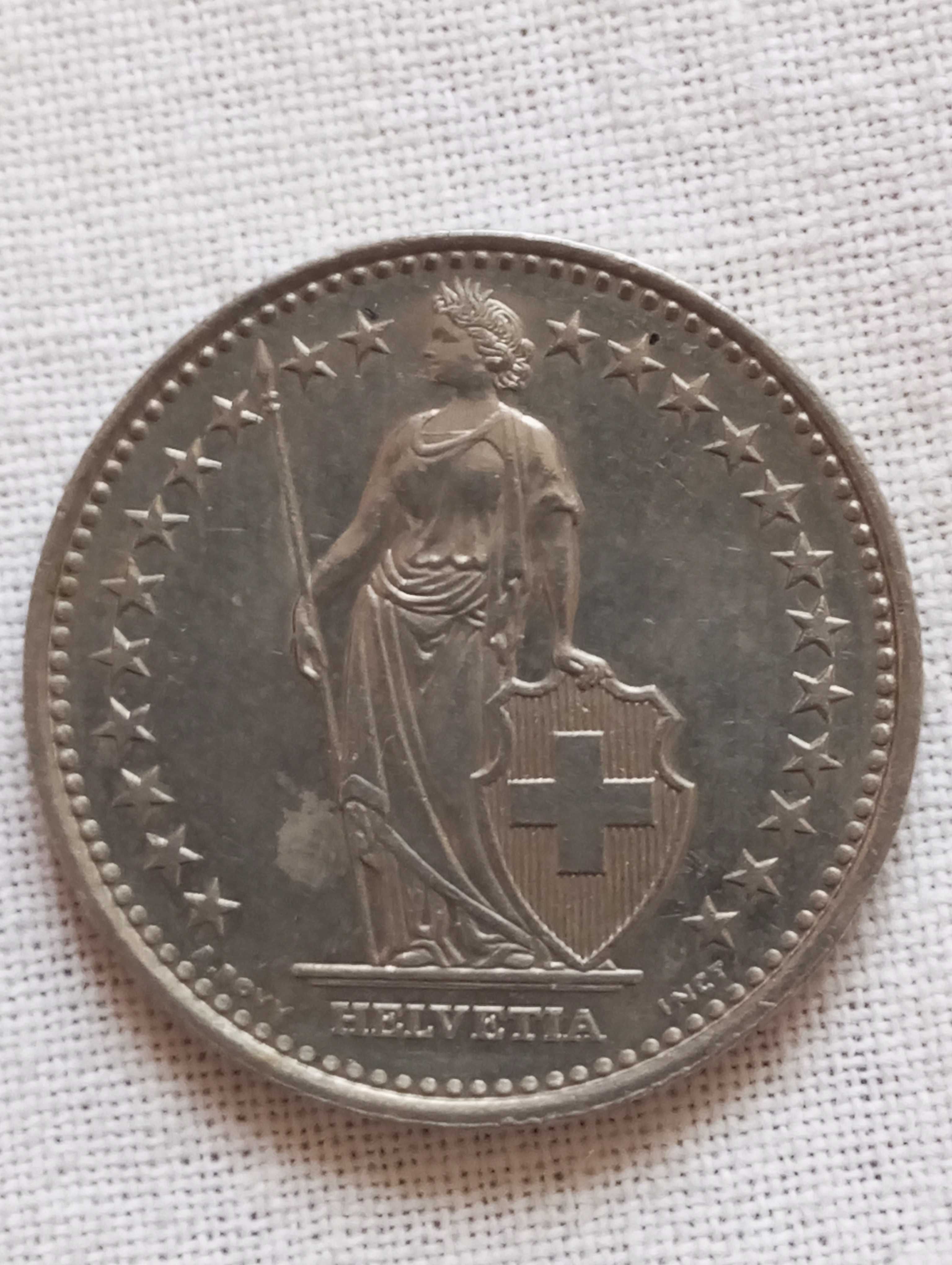 Монета 1 швейцарский франк 2010 г