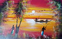 Obraz Życie  Afryki, obraz olejny, jednoczęściowy 30x45 cm