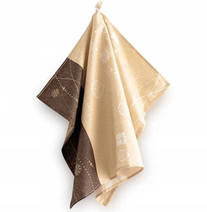 ZWOLTEX Ściereczka kuchenna MERRY TIME brąz BAWEŁNA świąteczny prezent