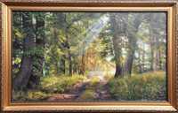 Картина маслом "Рассвет в утреннем лесу". Возможен торг!