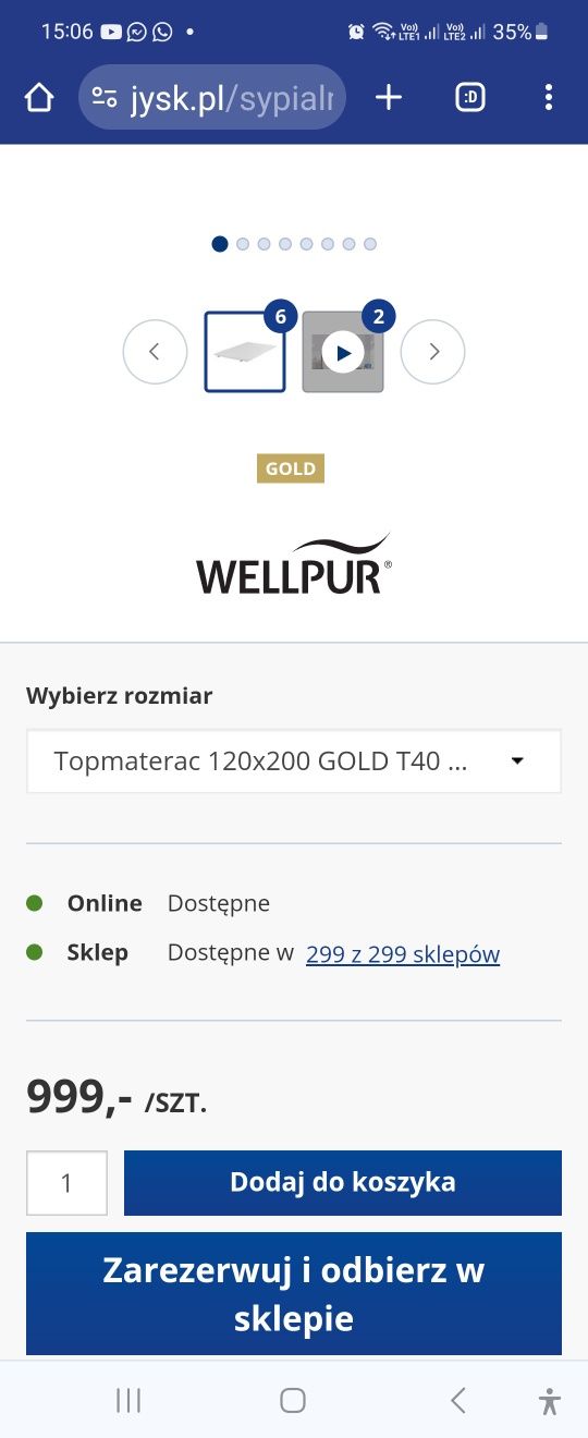 Materac Wellpur Gold T40