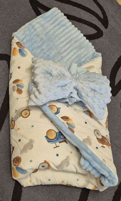 Плед конверт утеплений з бантом, простирадло в люльку, набір для відби