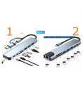Док-станція 8 в1 Usb Hub 3.0 type-с концентрат HDMI PD card SD TF RJ45
