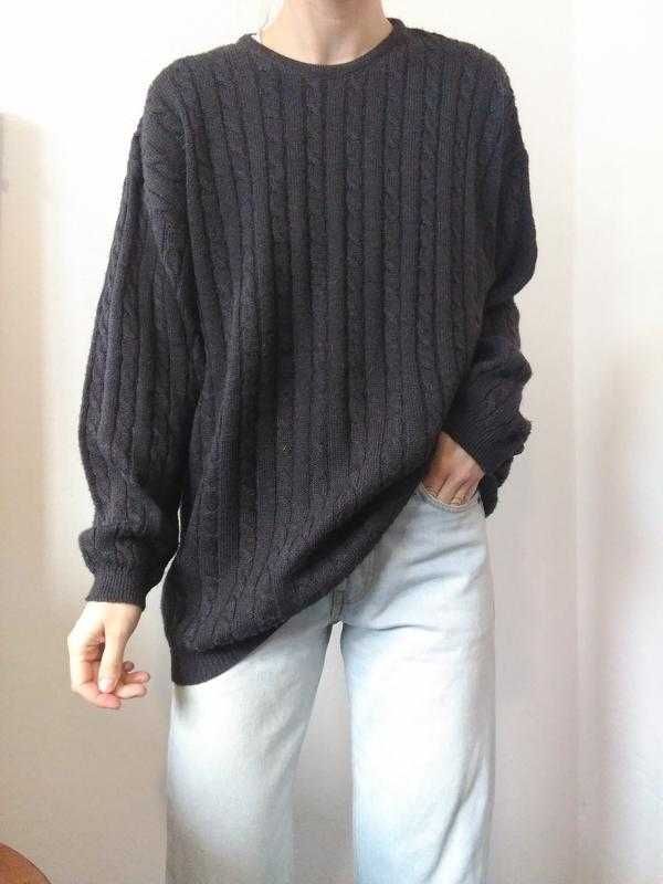 Вінтажний светр шерстяний джемпер альпака пуловер реглан лонг кофта