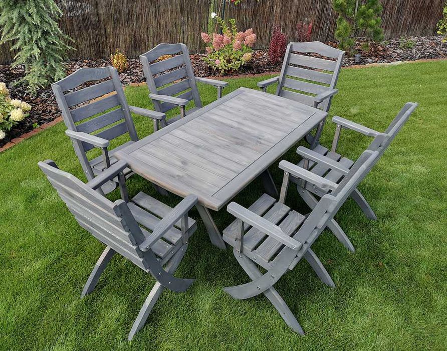 Meble ogrodowe drewniane tarasowe składane komplet typ T