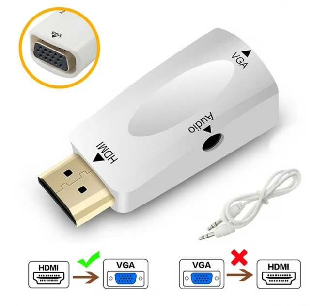 Конвертер видео адаптер HDMI - VGA переходник со звуком
