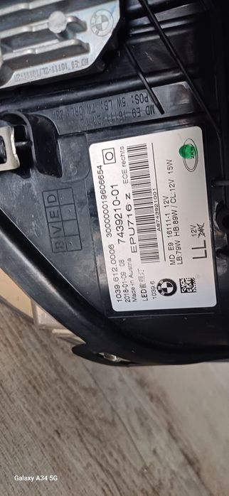 Lampa przednia bmw 5 g30 18r led adaptive