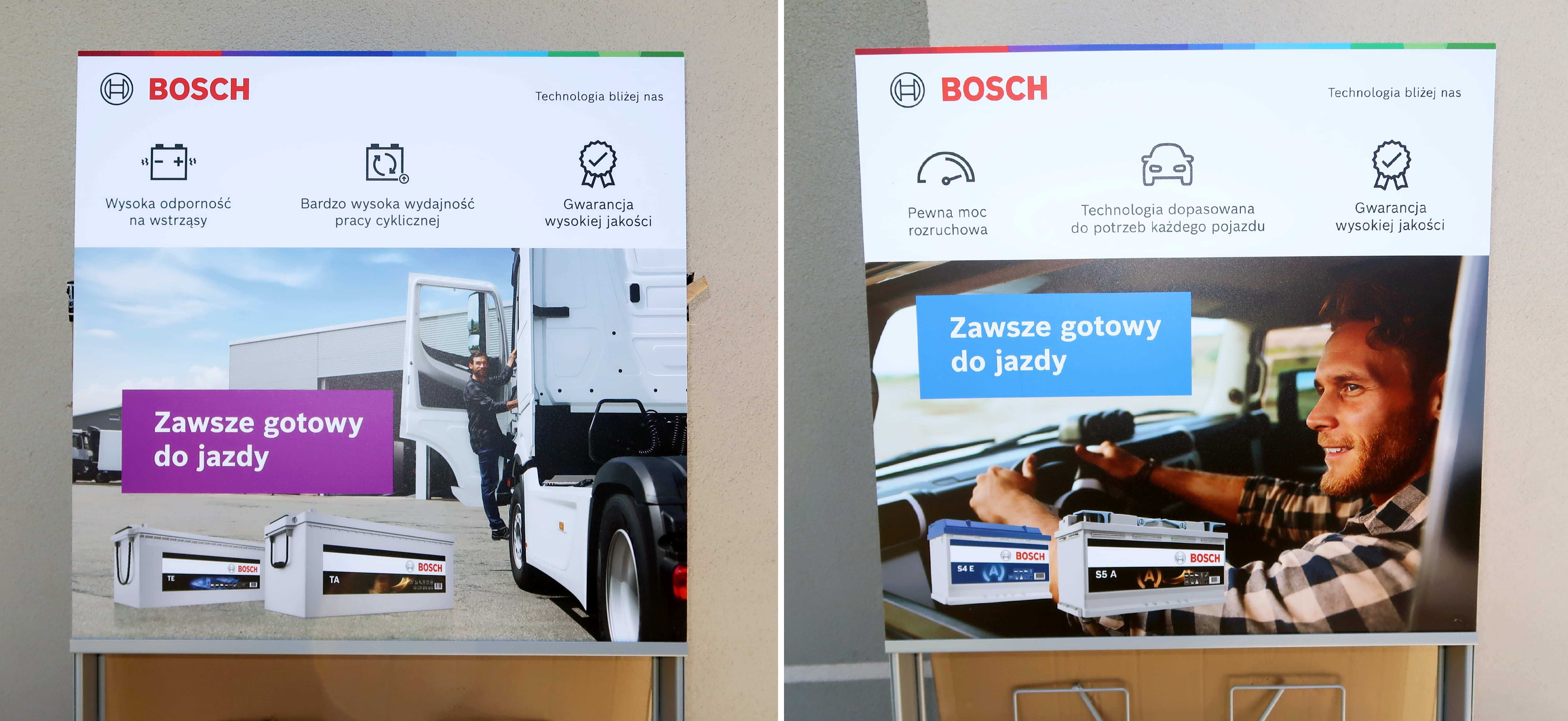 NOWY stojak reklamowy na kółkach - na akumulatory BOSCH - 150cm x 64cm